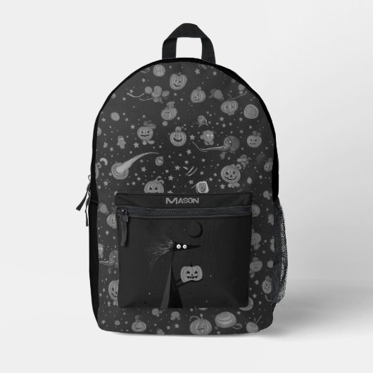 カスタムハロウィーンバックパックとパンプキ不気味ン プリントバックパック (正面)