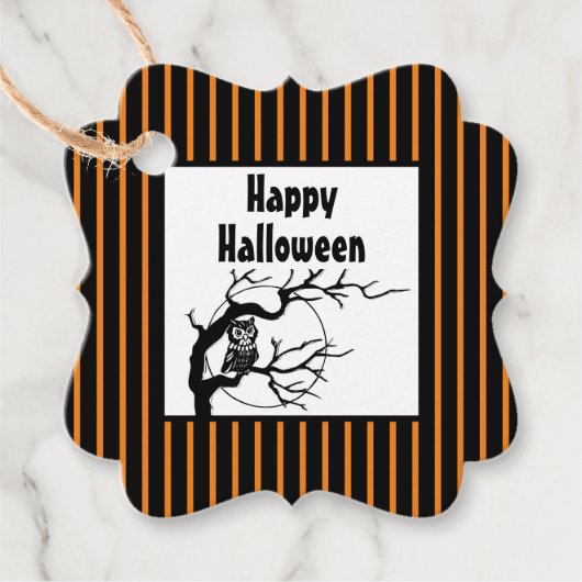 カスタムハロウィーンフクロウオンブランチwith月 フェイバータグ (正面)