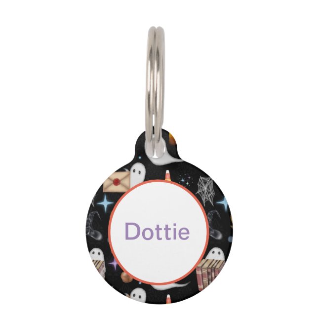 カスタムハロウィーン図書館ペット用名札 ペット　ネームタグ (正面)
