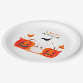 カスタムハロウィーン幽霊&パンプキンズベビーシャワー ペーパープレート (アングル)