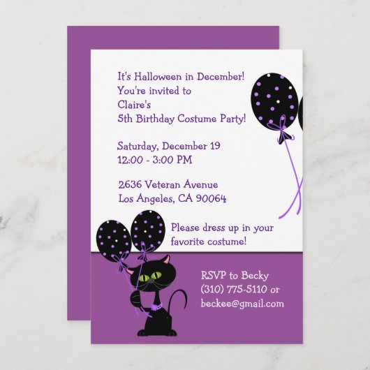 カスタムハロウィーン誕生日パーティーの招待 招待状 (正面/裏面)