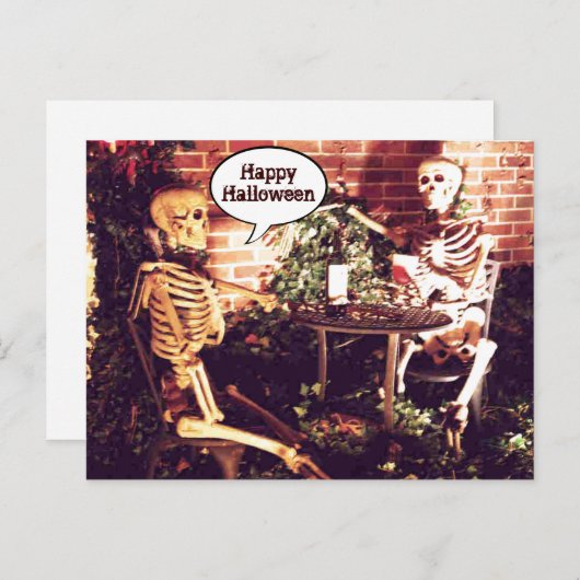 カスタムハロウィーン骨格組み込みカード シーズンポストカード (正面/裏面)
