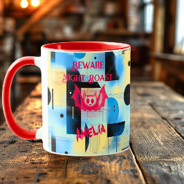 カスタムハロウィーン – レッド鮮やかこうもりナイトロースト マグカップ