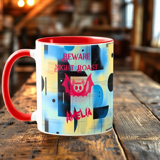カスタムハロウィーン – レッド鮮やかこうもりナイトロースト マグカップ
