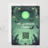 カスタムハローウィンパーティとグリーンランタン&こうもり 招待状 (裏面)