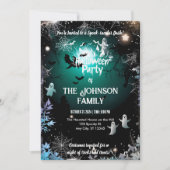 カスタムハローウィンパーティ不気味幽霊とティール(緑がかった色)グロー 招待状 (正面)