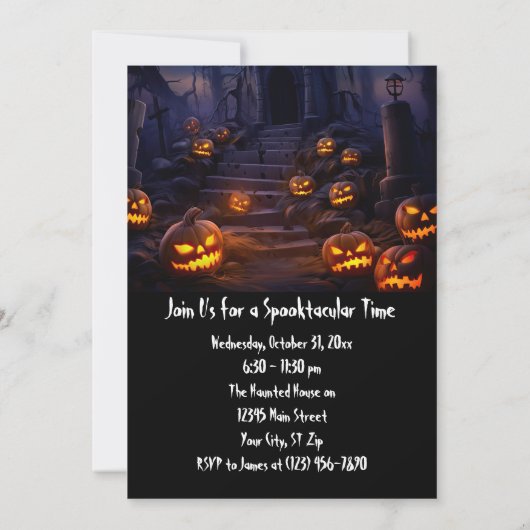 カスタムハローウィンパーティ不気味幽霊のよく出るハウス 招待状 (裏面)