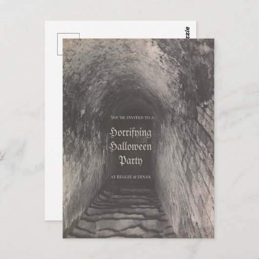 カスタムハローウィンパーティ招待ヴィンテージ写真 ポストカード (正面/裏面)