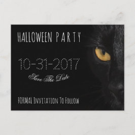 カスタムハローウィンパーティSave The Date Black Cat 案内ポストカード