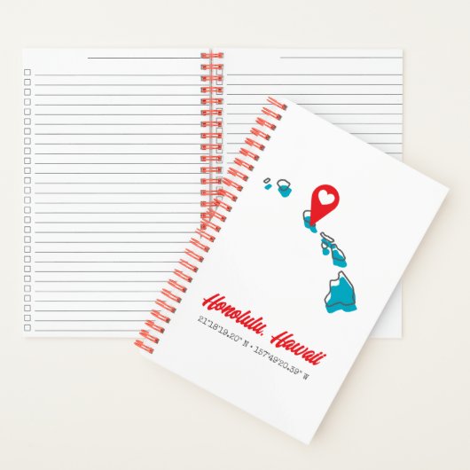 カスタムハワイハートマップマーカー市座標 ノートブック (内側)