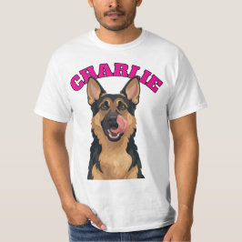 カスタムハングリージャーマンシェパードイラスト Tシャツ