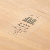 カスタムハンドドロッドベリーンマナーイラストレーション結婚ズ アクリル招待状 (レイダウン)