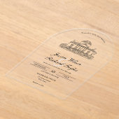 カスタムハンドドロッドベリーンマナーイラストレーション結婚ズ アクリル招待状 (レイダウン)