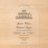 カスタムハンドドロッドベリーンマナーイラストレーション結婚ズ アクリル招待状 (正面)