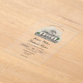 カスタムハンドドロッドベリーンマナーイラストレーション結婚ズ アクリル招待状 (レイダウン)