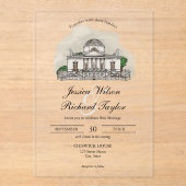 カスタムハンドドロッドベリーンマナーイラストレーション結婚ズ アクリル招待状 (正面)