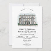 カスタムハンドドロッドベリーンマナーイラストレーション結婚ズ 招待状 (正面)