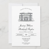 カスタムハンドドロッドベリーンマナーイラストレーション結婚ズ 招待状 (正面)