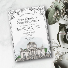 カスタムハンドドローイラストレーション結婚ズ 招待状