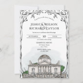 カスタムハンドドローイラストレーション結婚ズ 招待状 (正面)