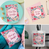 カスタムハートお母さん愛するピンクの花 クッション