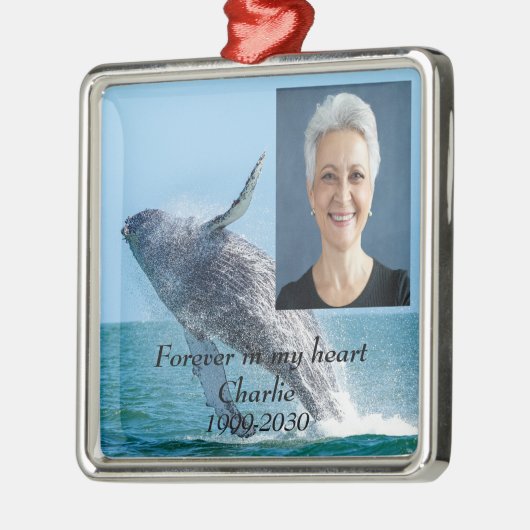 カスタムハートに永遠に残る記念碑 メタルオーナメント (左)