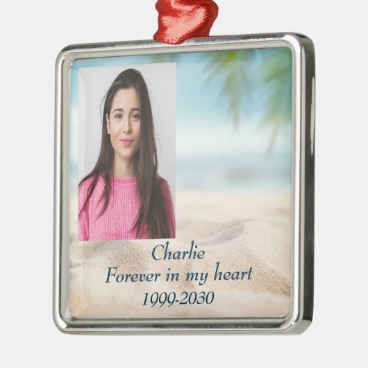 カスタムハートに永遠に残る記念碑 メタルオーナメント (左)