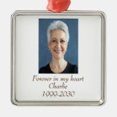 カスタムハートに永遠に残る記念碑 メタルオーナメント (正面)
