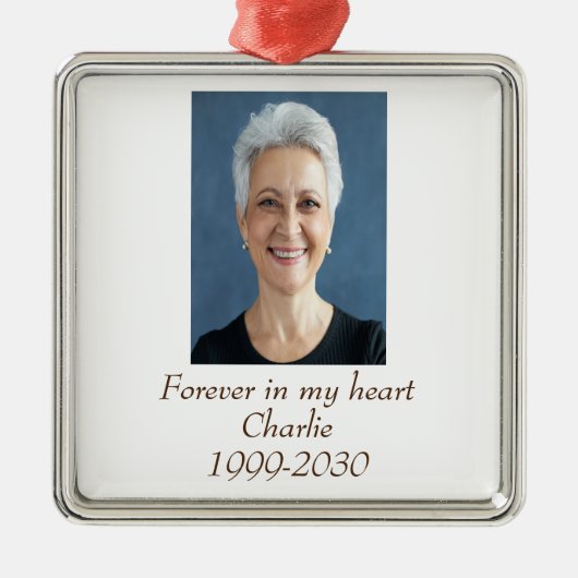 カスタムハートに永遠に残る記念碑 メタルオーナメント (正面)