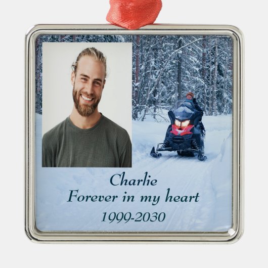 カスタムハートに永遠に残る記念碑 メタルオーナメント (正面)