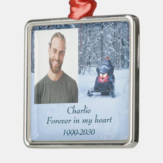 カスタムハートに永遠に残る記念碑 メタルオーナメント (左)
