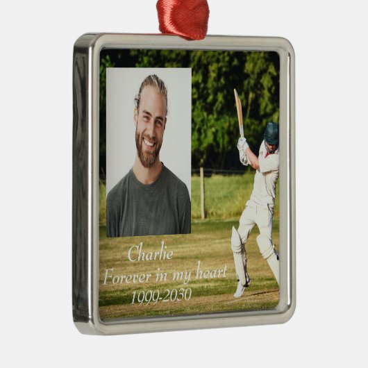 カスタムハートに永遠に残る記念碑 メタルオーナメント (右)