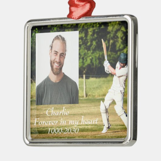 カスタムハートに永遠に残る記念碑 メタルオーナメント (左)