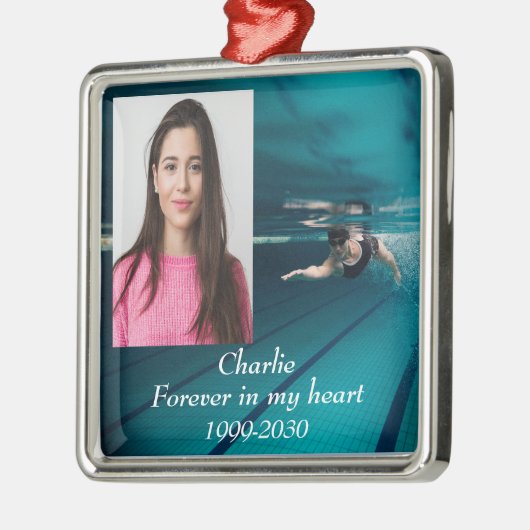 カスタムハートに永遠に残る記念碑 メタルオーナメント (左)