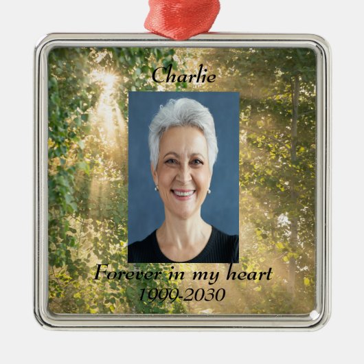 カスタムハートに永遠に残る記念碑 メタルオーナメント (正面)
