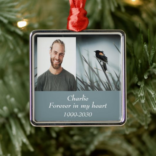 カスタムハートに永遠に残る記念碑 メタルオーナメント (ツリー)