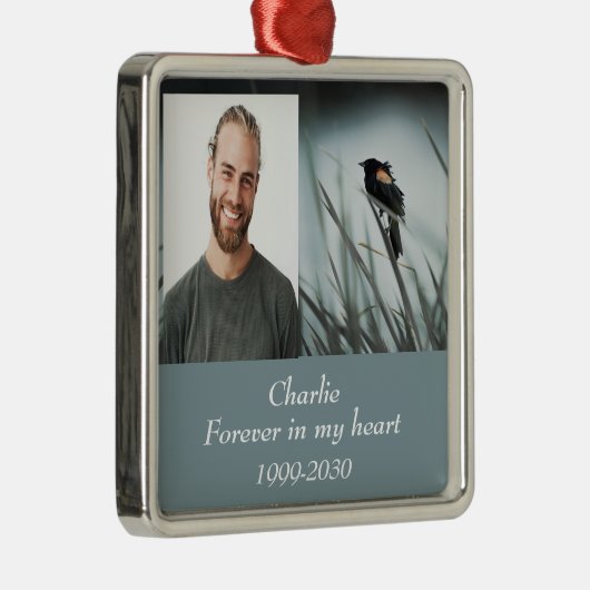 カスタムハートに永遠に残る記念碑 メタルオーナメント (右)