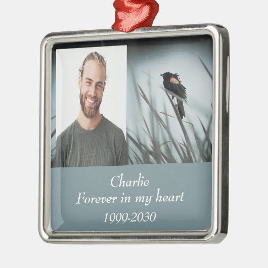 カスタムハートに永遠に残る記念碑 メタルオーナメント (左)
