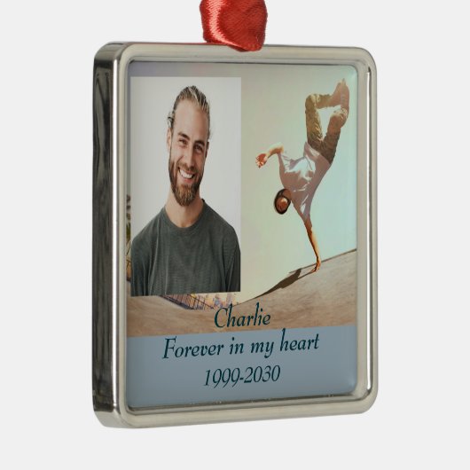 カスタムハートに永遠に残る記念碑 メタルオーナメント (右)