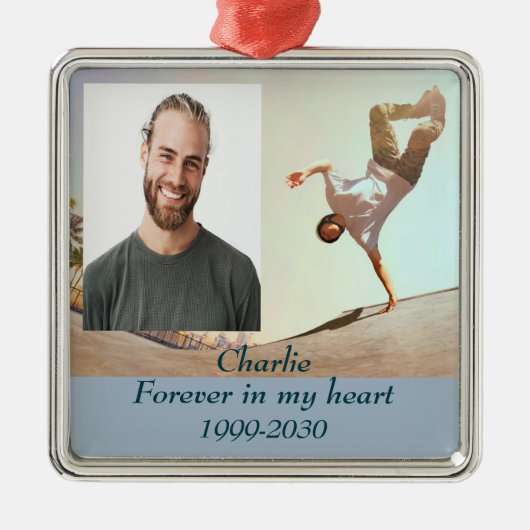 カスタムハートに永遠に残る記念碑 メタルオーナメント (正面)