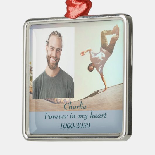カスタムハートに永遠に残る記念碑 メタルオーナメント (左)