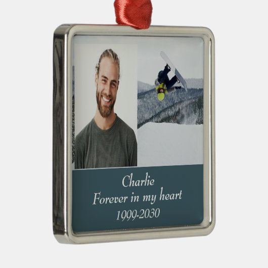 カスタムハートに永遠に残る記念碑 メタルオーナメント (右)