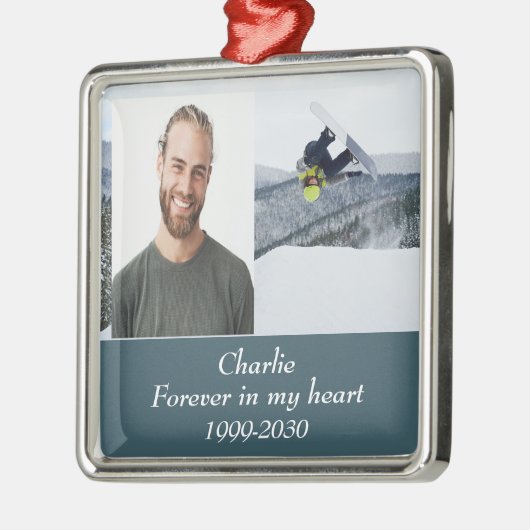 カスタムハートに永遠に残る記念碑 メタルオーナメント (左)
