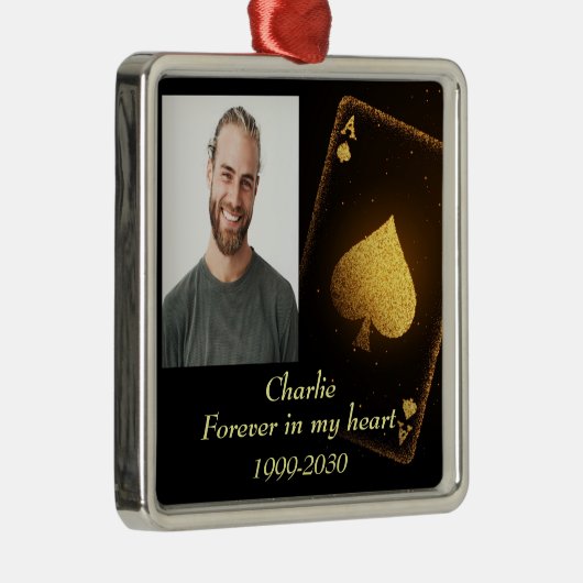 カスタムハートに永遠に残る記念碑 メタルオーナメント (右)
