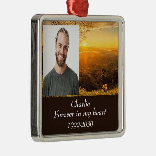 カスタムハートに永遠に残る記念碑 メタルオーナメント (右)