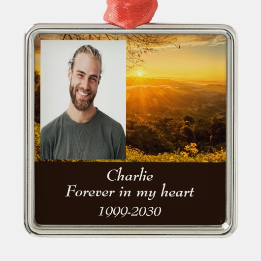 カスタムハートに永遠に残る記念碑 メタルオーナメント (正面)