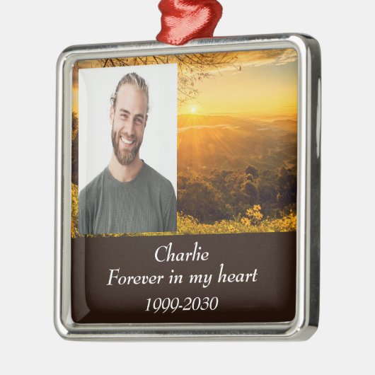カスタムハートに永遠に残る記念碑 メタルオーナメント (左)