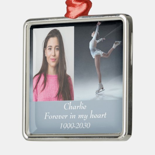カスタムハートに永遠に残る記念碑 メタルオーナメント (左)