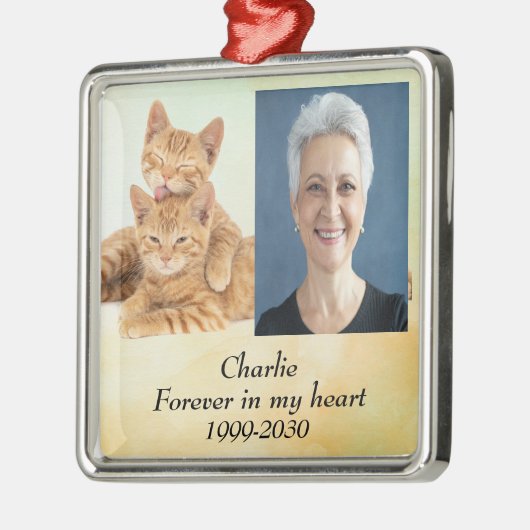 カスタムハートに永遠に残る記念碑 メタルオーナメント (左)