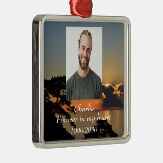 カスタムハートに永遠に残る記念碑 メタルオーナメント (右)